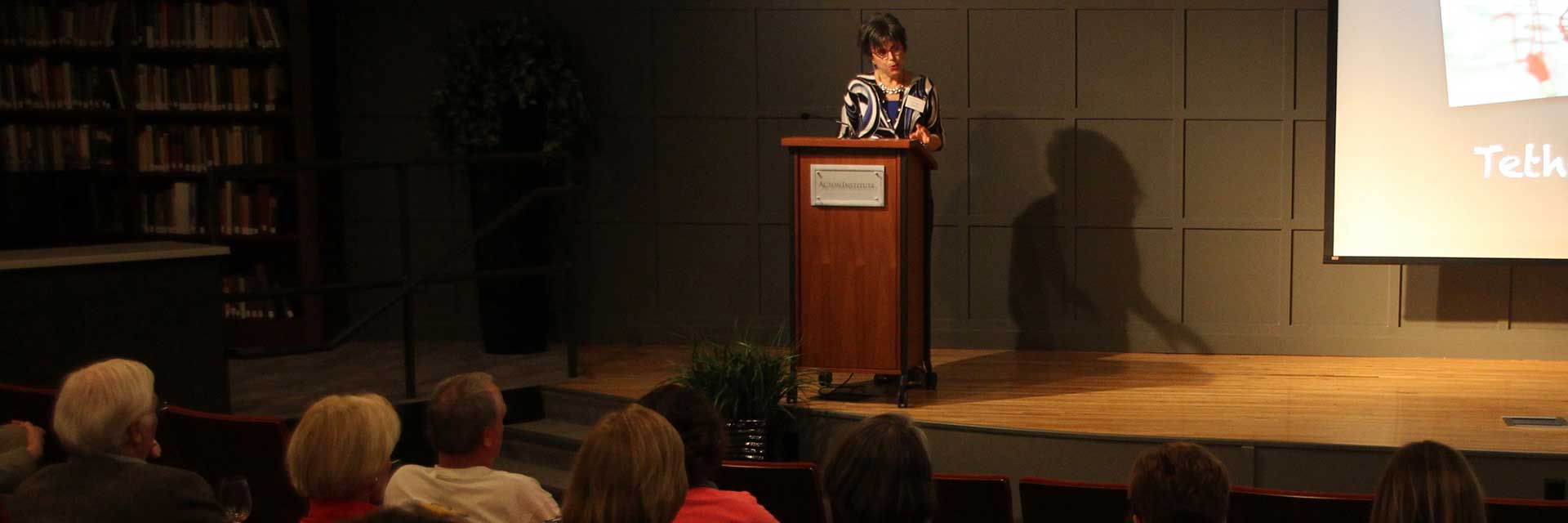 Pamela speaking at Acton Institute on sex trafficking